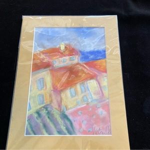 Southwest  Farm An Original Pastel Painting Matted 12”x9” Inside 7”x9”